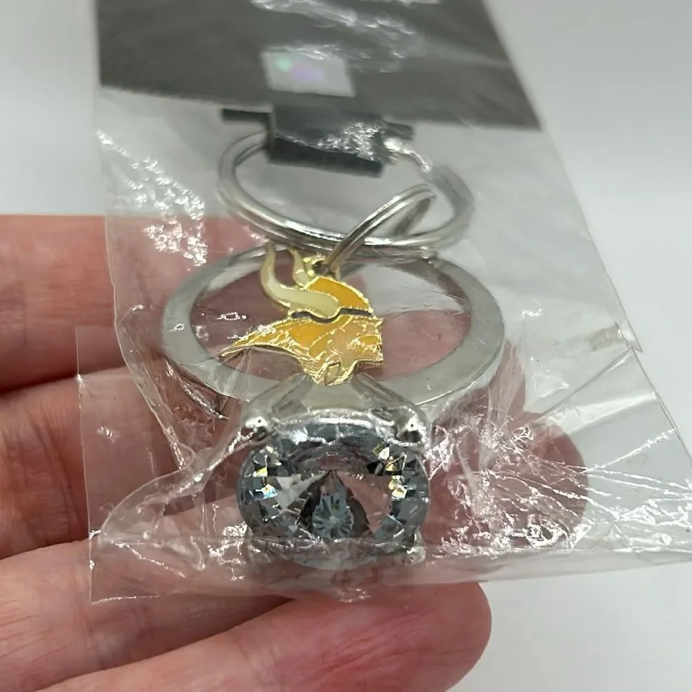 Minnesota Vikings Diamond Ring Charm Key Chain NWT